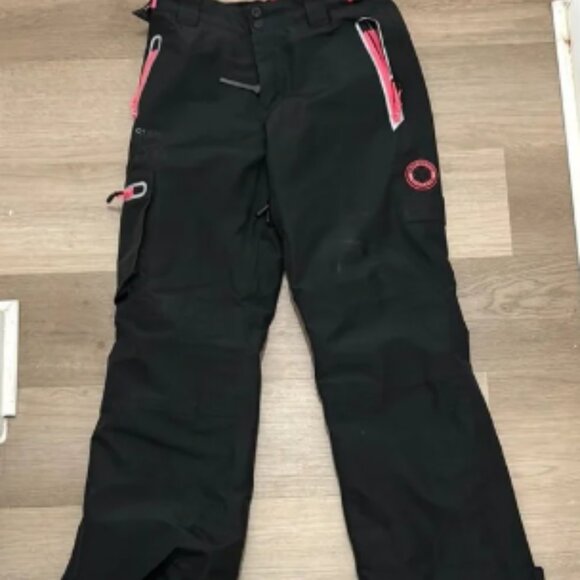 Superdry Snow Stylish Black Snow Pants with Pink Accents